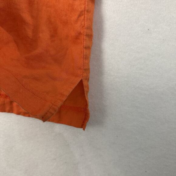 Vtg Linen Top Womens M Orange Preppy Quiet Luxury Fall Sustainable Boxy Crop - Picture 5 of 11